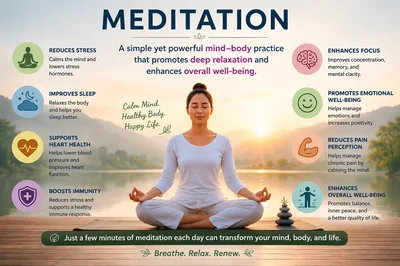 Meditation promotes relaxation and supports better mental and physical well being.