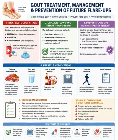 Educate people about gout treatment management and prevention of future flare ups 